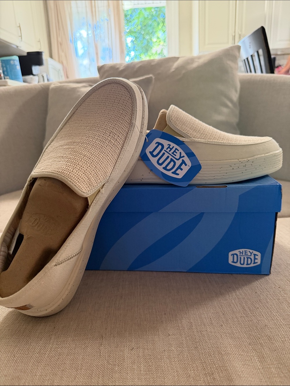 Hey Dude Men’s Slip-On Loafers in Off-White Cream